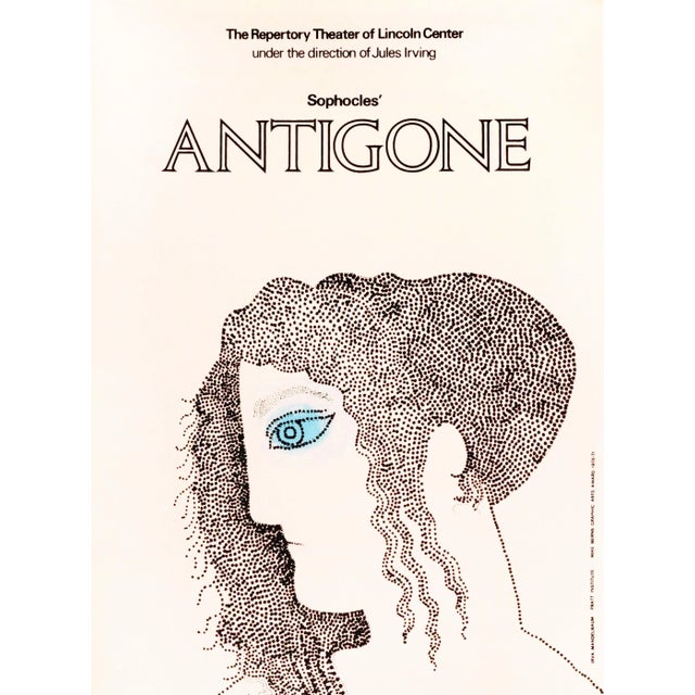 Mid-Century Modern 1971 American Theater Poster, Sophocles Antigone For Sale - Image 3 of 3