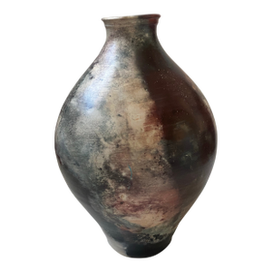 Vintage Raku Style Vase Artist Signed