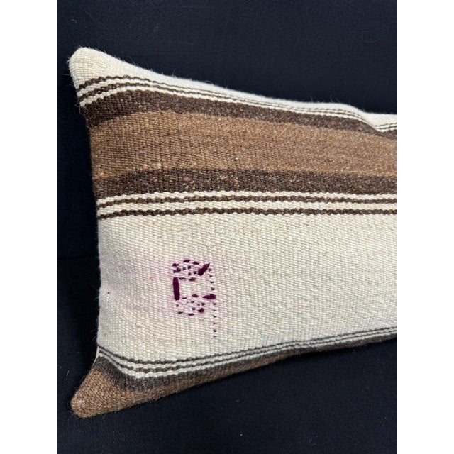 Turkish Hemp Pillow Cushion Natural Beige Brown Cushion Cover 14x40 #30492 Enhance your home decor with our Kilim Pillow...