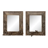 Pair of Early 20th Century French Wrought Iron Oak Leaf Mirrors For Sale