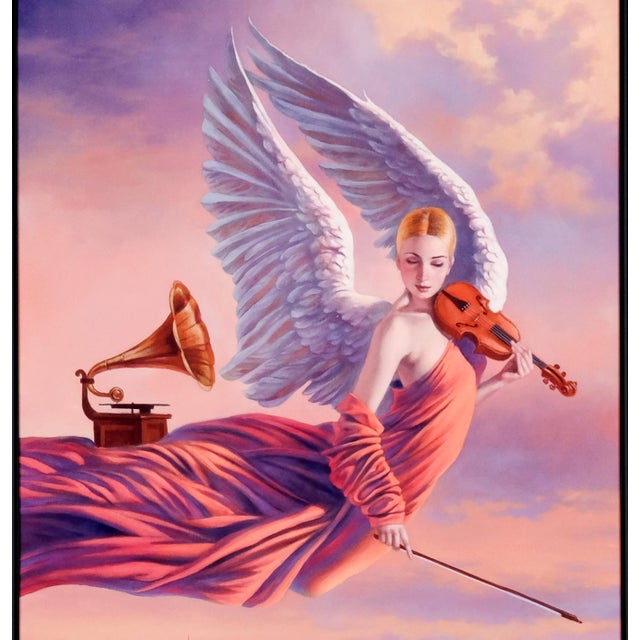 2018 Michael Cheval "Angel of Renaissance" Artist Signed & Numbered Limited Edition Lxxix/Cc Black Outer & Silver Inner Frame Dye Sublimation Aluminum For Sale - Image 4 of 9