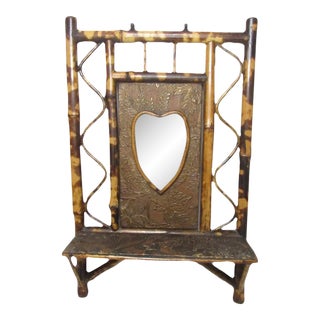 Antique English Tiger Bamboo Mirror For Sale