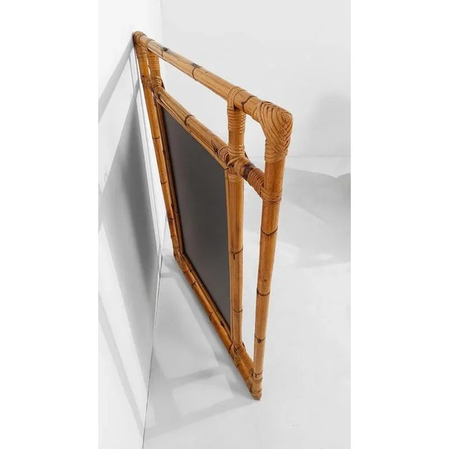 Very Large Vintage Mirror with Geometric Decor in Bamboo Cane and Rattan, Italy, 1970s For Sale - Image 9 of 14