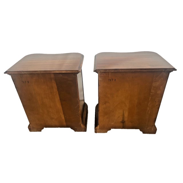 1960s Heritage Grand Tour Curved Walnut Nightstands End Tables Cabinet, Shelf Set of Two For Sale In Palm Springs - Image 6 of 12