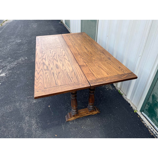 Rustic Tavern Oak Flip Top Dining Console Table For Sale - Image 6 of 12
