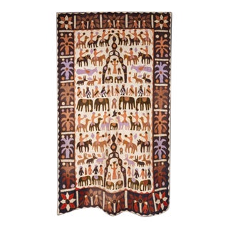 Vintage Hand-Stitched Kanduri Cloth With Animal and Tree of Life Appliqué, India, C. 1950s For Sale