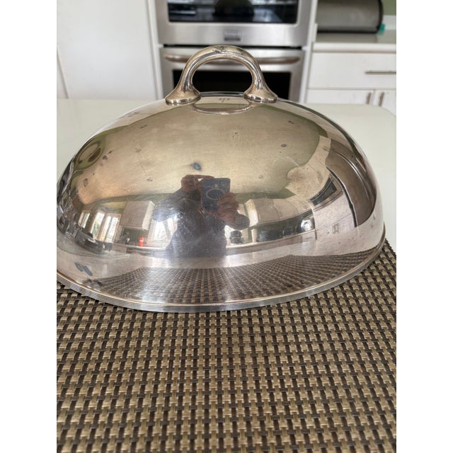 1930s Antique Silverplate Meat Dome Cloche Food Cover For Sale - Image 5 of 5