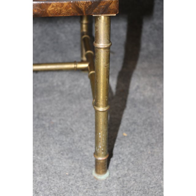 Pair of Regency Style Burl Wood & Brass Nightstands by Mastercraft For Sale - Image 11 of 13