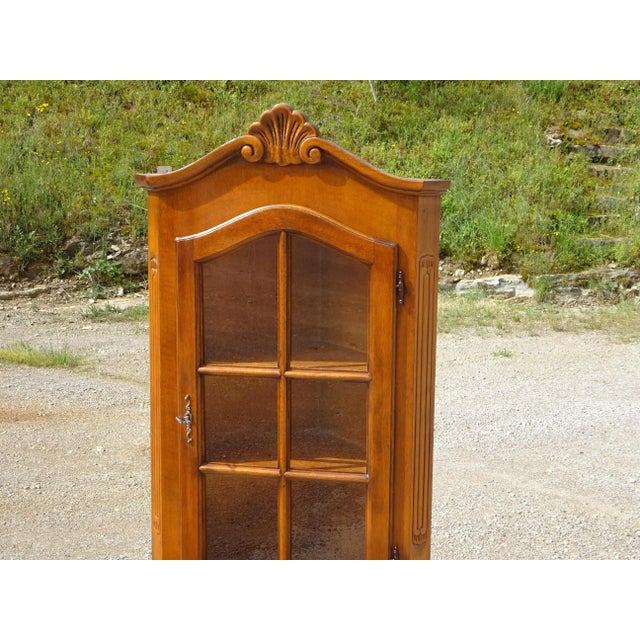 Brown Vintage Glass Corner Display Cabinet, 1980s For Sale - Image 8 of 18