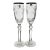 Late 20th Century Waterford Cherished Moments Platinum Rim Crystal Champagne Flutes, Pair For Sale