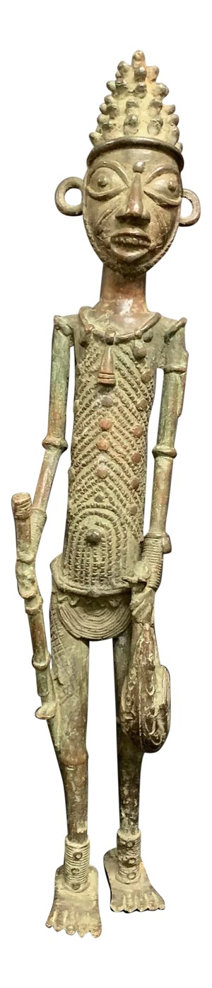 Benin Bronze African Tribal Art Hunter Statue/Sculpture