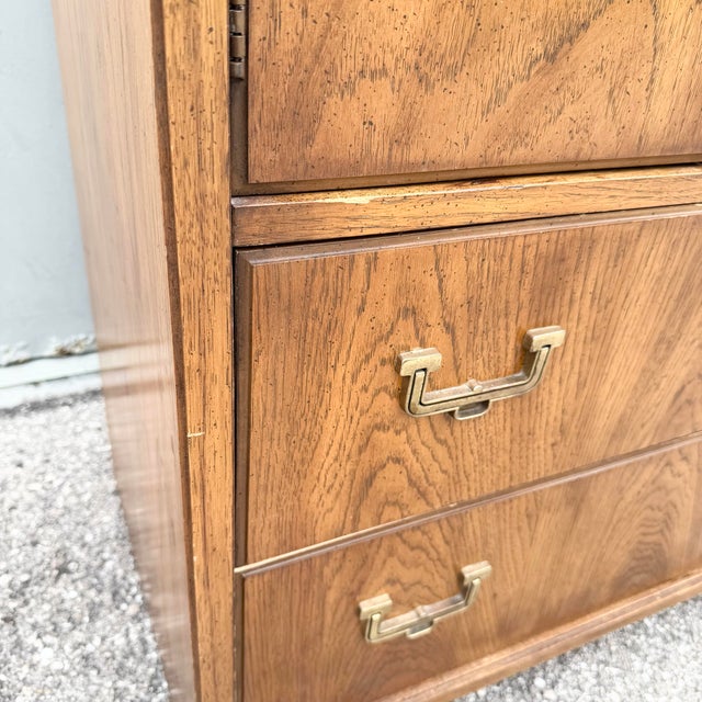 Brown Vintage Huntley Campaign Highboy Dresser by Thomasville For Sale - Image 8 of 12
