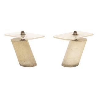 Pair of Brutalist Industrial Concrete Side Tables For Sale