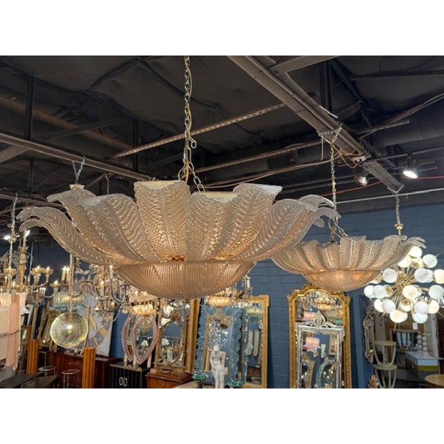 Modern Large Scale Murano Glass Flush Mount Chandelier in "Fume" Color For Sale - Image 3 of 5