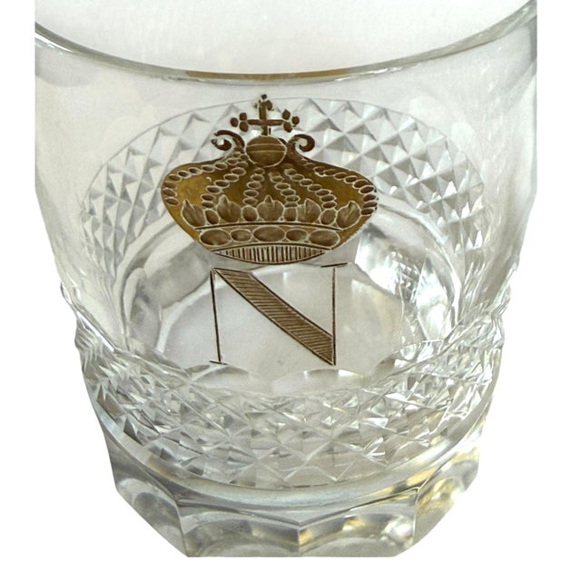Glass Vintage French Empire Style Crowned “N” Whiskey Tumblers, Set of Six For Sale - Image 7 of 8