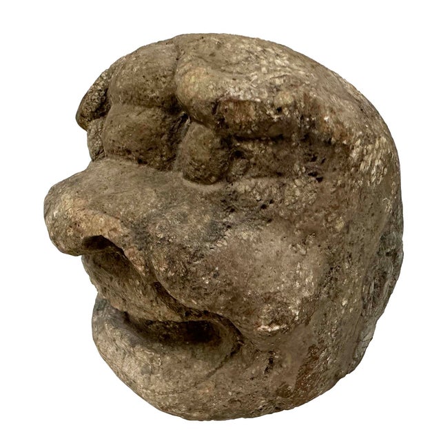 Late 19th-Century Antique Chinese Carved Stone Heracles Head For Sale In Los Angeles - Image 6 of 14