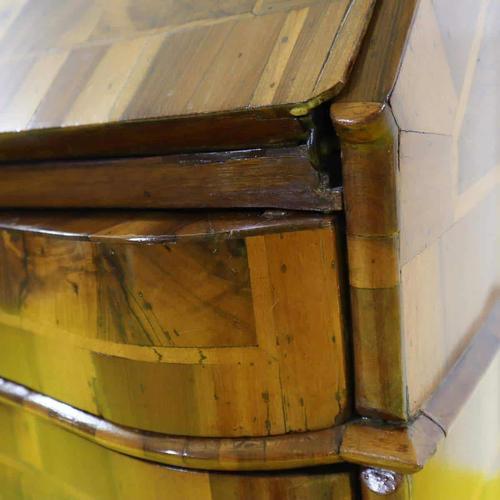 Inlaid Wooden Secretaire with Four Drawers and Internal Compartments For Sale - Image 9 of 18