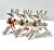 Set of three vintage 1990s silver-plated reindeer Christmas ornaments with sleek stylized bodies, sculptural antlers and...