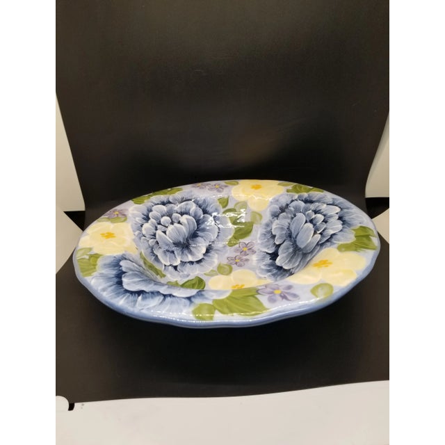 Large Vintage Ceramic Lesal Floral Bowl~ Lesal Ceramics ~ Vintage Lesal ~ Lesal Studio Ceramic Bowl~ Floral Ceramic Bowl ~...