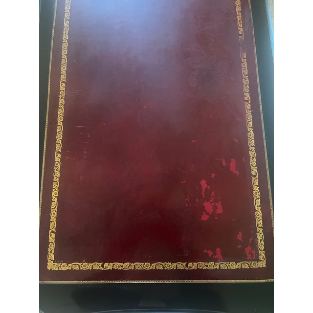 John Widdicomb Louis XV Style Ebonized & Gilt Writing Desk With Tooled Leather Top and Matching Chair, 1950s Grand Rapids For Sale - Image 6 of 12