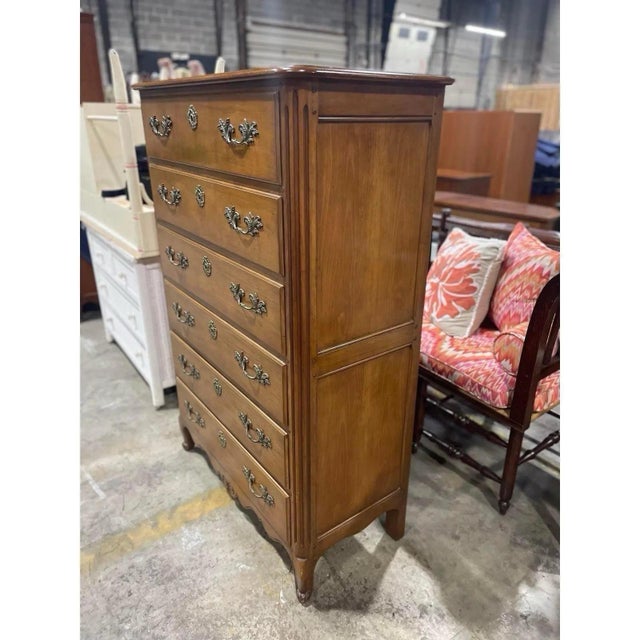 French Louis Style Highboy Dresser by Baker Furniture For Sale In Chicago - Image 6 of 10