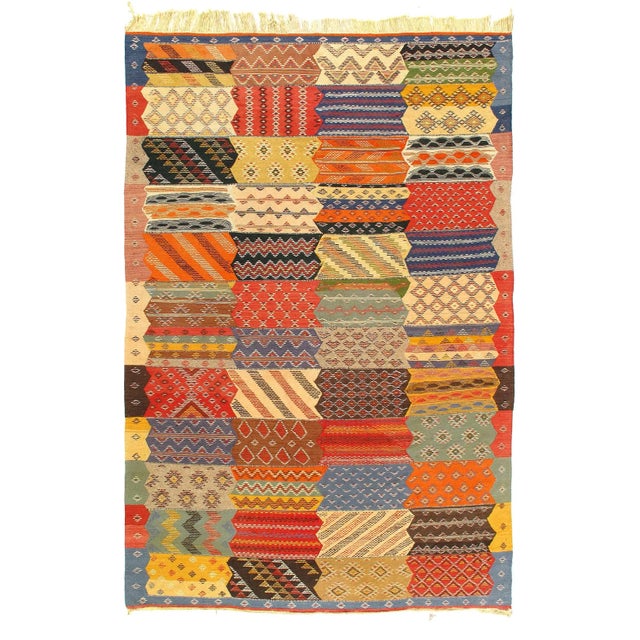 1970s Fine Hand Woven Flat Weave Vintage Moroccan For Sale - Image 4 of 4