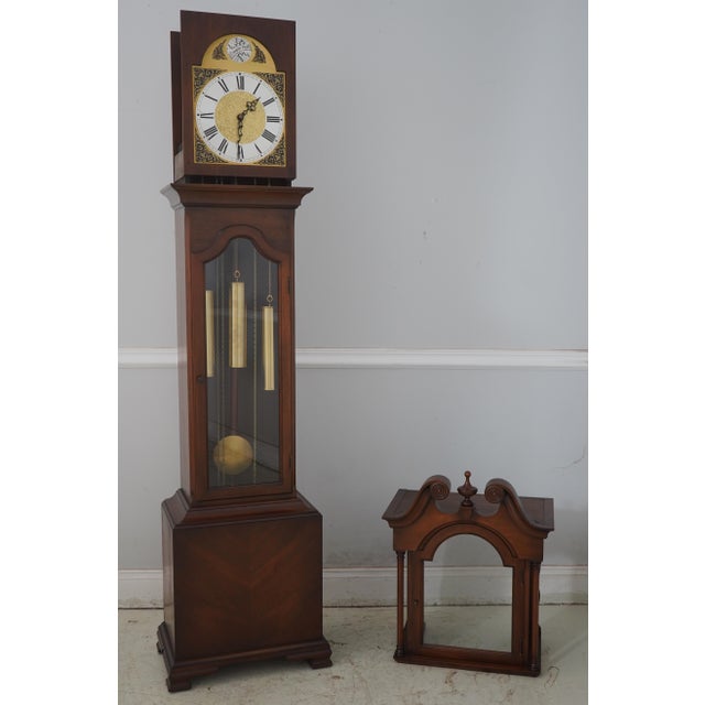 Colonial Mahogany Grandfather Hall Clock For Sale - Image 4 of 18
