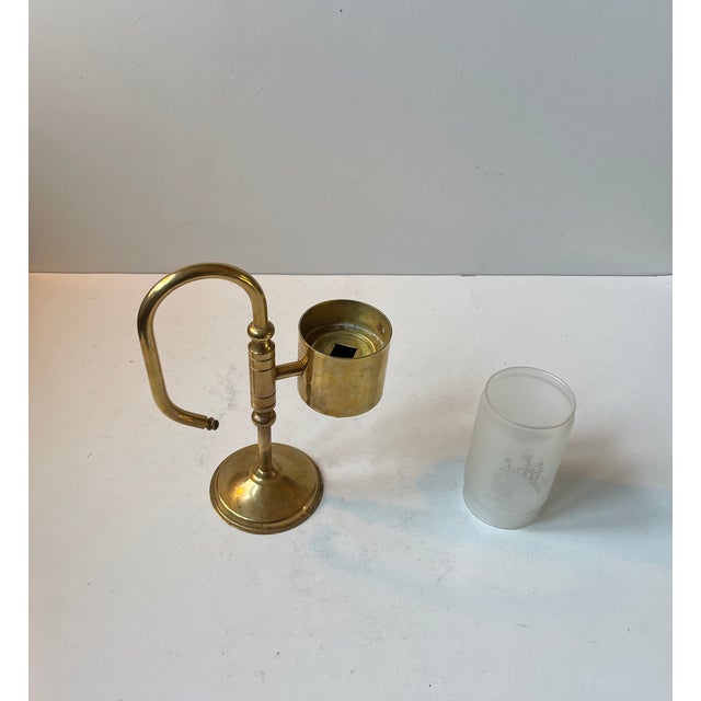 1970s Vintage Maritime Oil Lamp in Brass & Glass from Cawa, Denmark, 1970s For Sale - Image 5 of 8