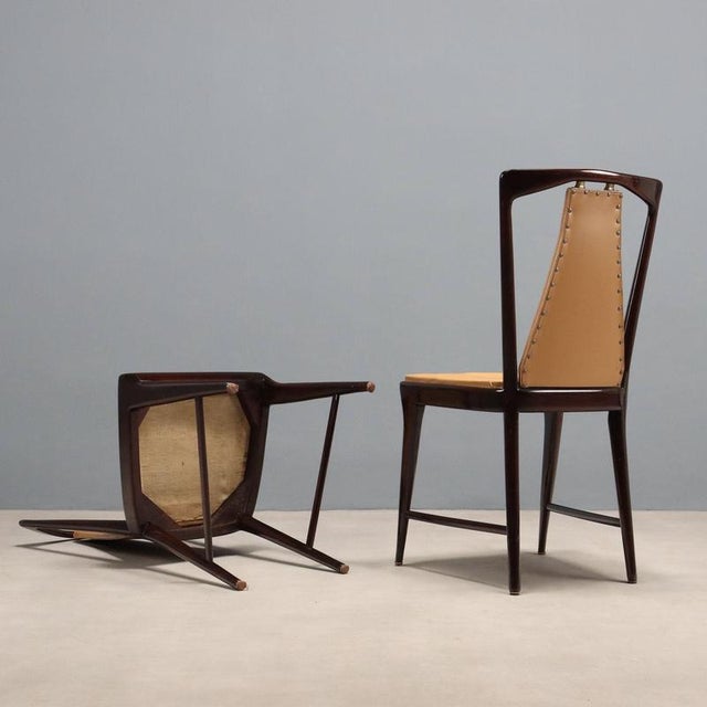 Vintage Chairs in Wood and Leatherette by Osvaldo Borsani, 1950s, Set of 6 For Sale - Image 10 of 11