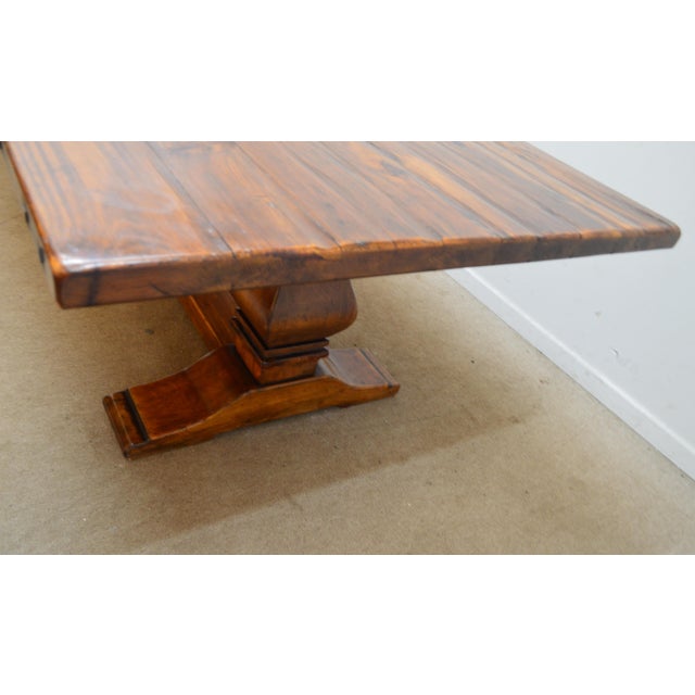 Ralph Lauren Distressed Pine Farmhouse Trestle Dining Table For Sale In Philadelphia - Image 6 of 11