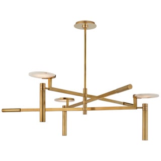 Kelly Wearstler for Visual Comfort Signature Melange Large Floating Disc Chandelier in Antique-Burnished Brass with Alabaster For Sale