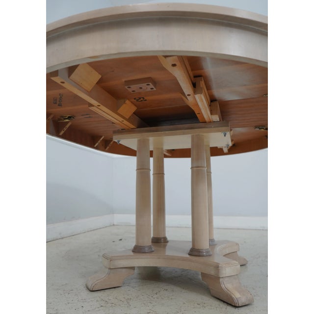 Ethan Allen Round White Wash Empire Dining Room Table For Sale - Image 9 of 11