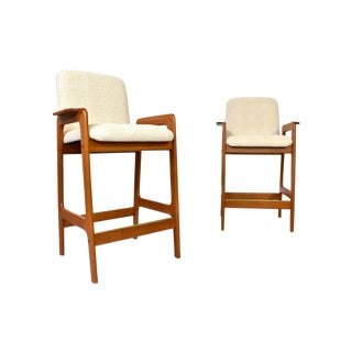 Danish Modern Teak Bar Stools - Set of 4 For Sale