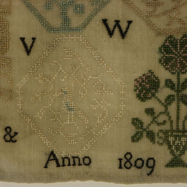 Textile Antique Quaker Sampler, 1809, Mary Grigg, Banwell For Sale - Image 7 of 18