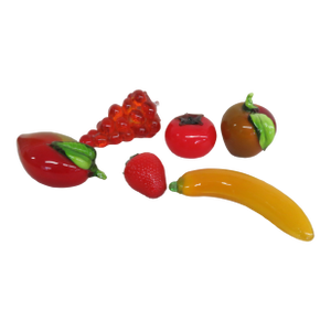 Murano Style Hand Blown Art Glass Fruits Set of Six 4388b