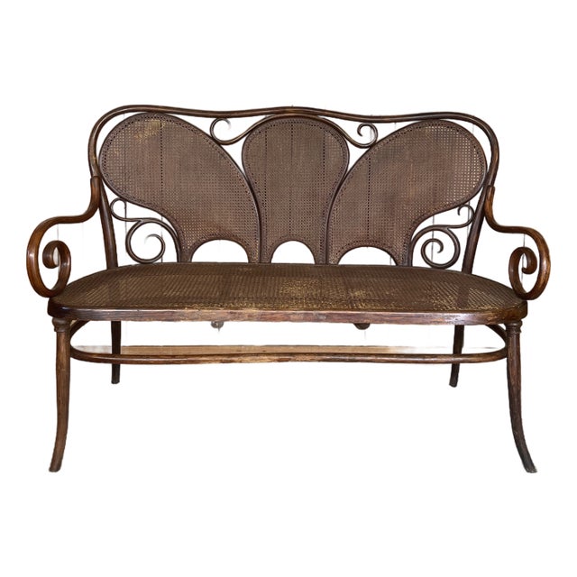 Late 19th Century Art Nouveau Fischel Bentwood Settee Bench, Made in Austria For Sale