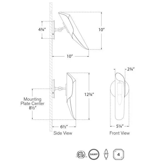 Modern Champalimaud for Visual Comfort Signature Flore Single Wall Light in Soft Brass and Riviera Blue For Sale - Image 3 of 3