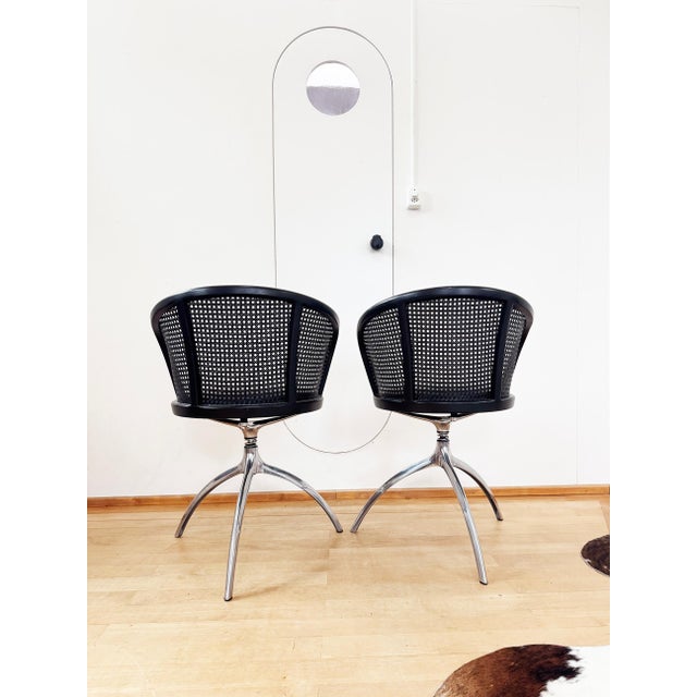 Pair Rizzatto Alias 901 Young Lady Chair W/ Black Seat & Cane Aluminum Frame-2pc (4 Avail.) For Sale - Image 9 of 16