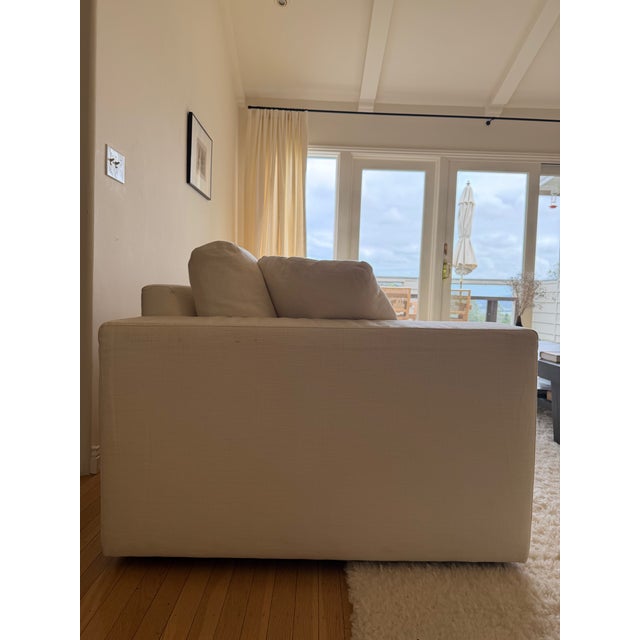 Rh Bella Sofa – Belgium Linen Basket Weave | White For Sale - Image 10 of 13