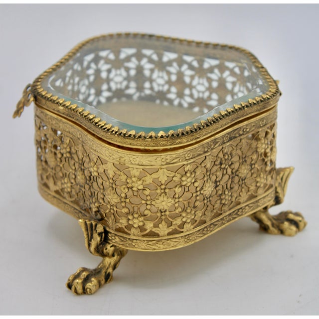 French Vintage French Beveled Glass Jewelry Box For Sale - Image 3 of 10