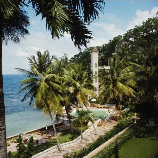 Bahamanian Hotel 1973 A hotel on the coast at Great Harbour Cay, Bahamas, March 1973. Slim Aarons Slim Aarons was one of...