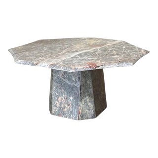 1970s Substantial White, Grey, Black, Pink Marble Coffee Table, Sculptural Base For Sale