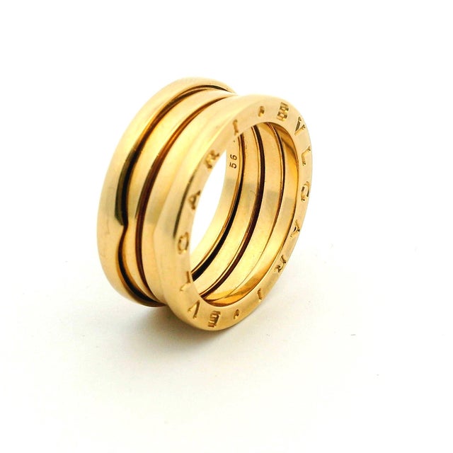 1990s 1990s Bulgari B.zero1 Three-Band Ring in 18k Yellow Gold, Size 7.5 For Sale - Image 5 of 11