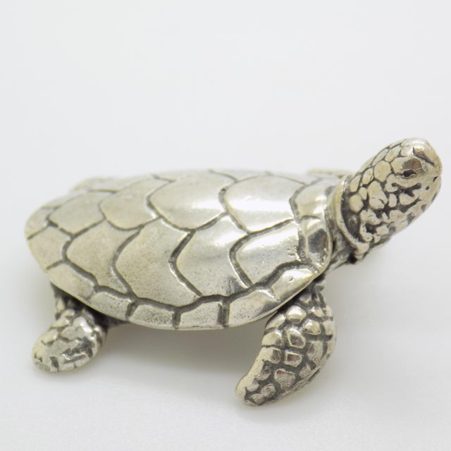 Vintage Italian Handmade Genuine Silver Sea Turtle Caretta Caretta Figurine, 1980s For Sale - Image 4 of 13