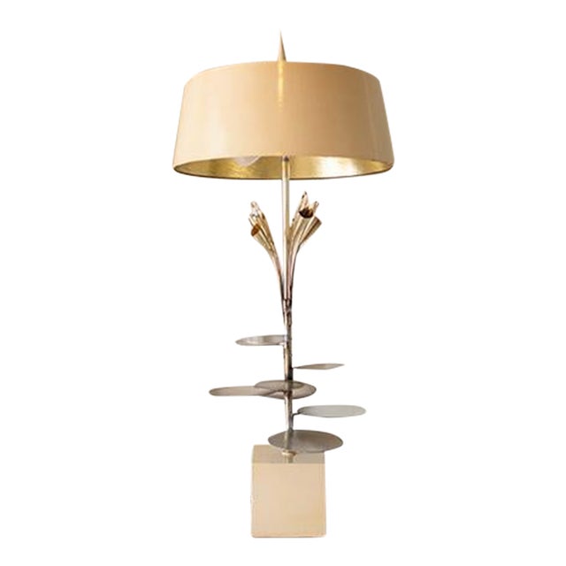 1970's Mid-Century Modern French Lilly Pad Table Lamp For Sale