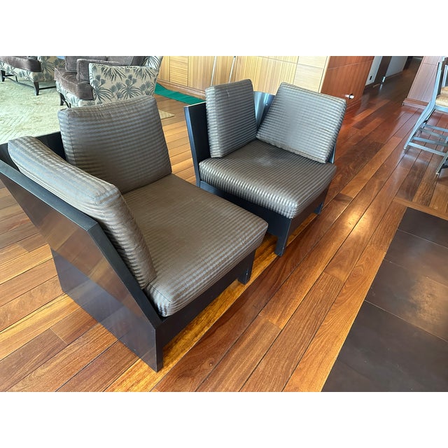 Contemporary Contemporary Donghia Black and Gray Armchairs, a Pair For Sale - Image 3 of 13