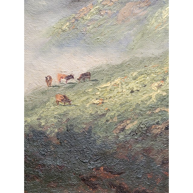 Wood California Mountain Landscape With Cows by Carl Henrik Jonnevold (1856-1955) For Sale - Image 7 of 11