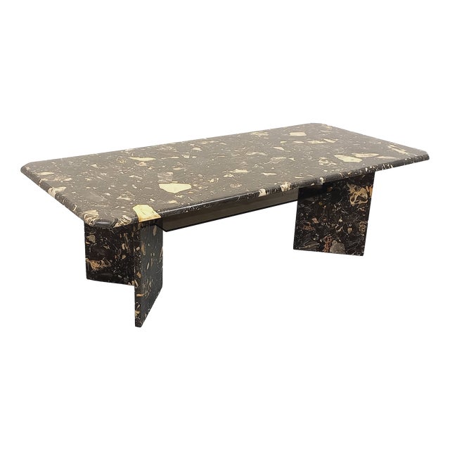 Vintage Rectangular Coffee Table in Black Marble and Smoked Glass, 1960s For Sale
