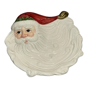 Vintage 1994 Omnibus by Fitz & Floyd Hand Painted Santa Claus Canape Plate