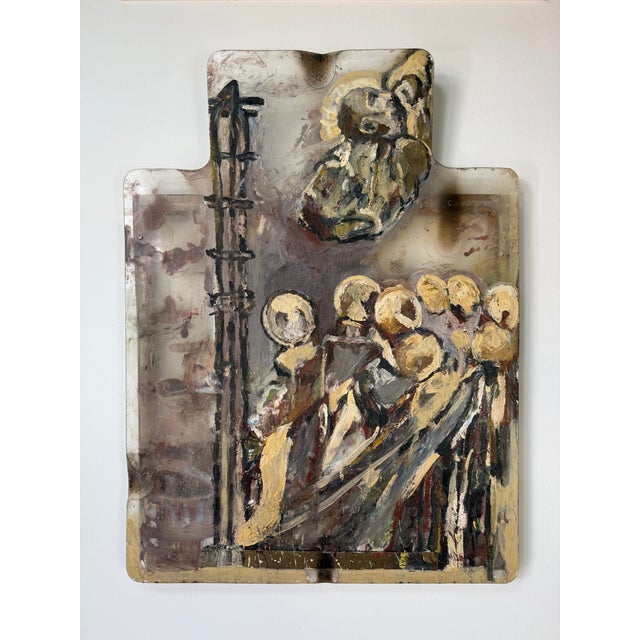 1990s Chris Mangiaracina “Giotto’s Tower” Encaustic & Oil on Lucite For Sale - Image 4 of 18